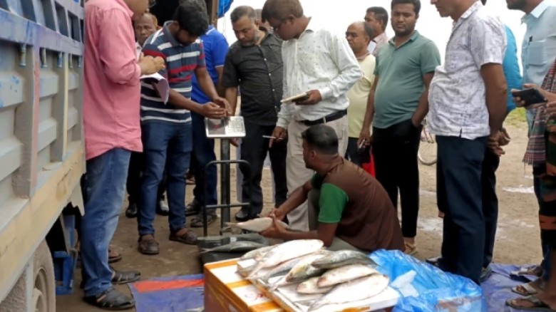 আখাউড়া দিয়ে ভারতে গেলো ১২০০ কেজি ইলিশ...